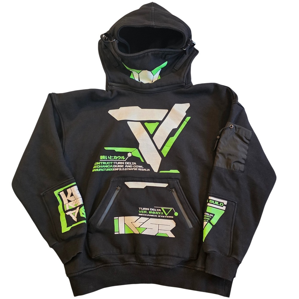 KINFOLD "Turn Delta Ver. Green" Mecha System Cowl Hoodie Techwear Futuristic XL